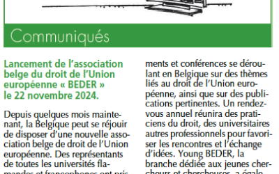 BEDER dans le Journal des tribunaux